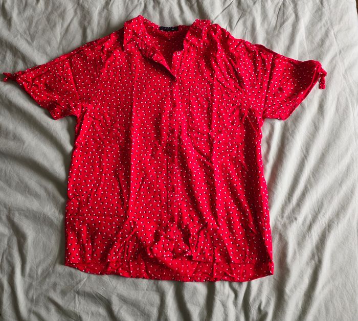 Jennyfer Chemise Viscose Rouge Pois S