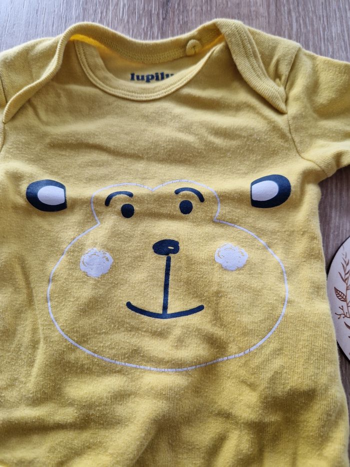 Body Bébé Manches Longues Lupilu 💛 Tête d'Ours 🐻 - Jaune Vif - 2/6 Mois (62-68 cm) - photo numéro 2