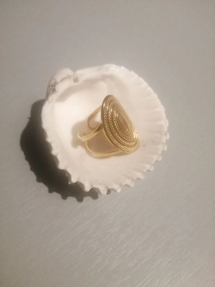 🌸👍Bohochic 👍Bague gravée acier doré inoxydable ajustable 🌸 - photo numéro 2