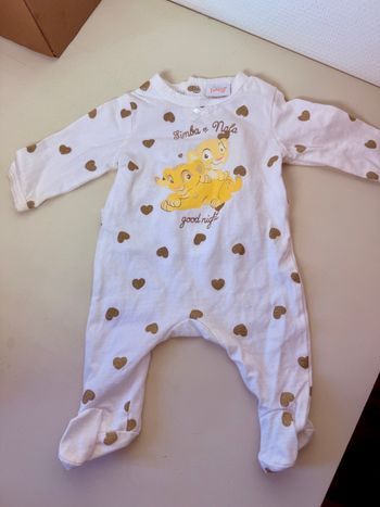 Pyjama simba et nala disney baby 1 mois blanc jaune marron