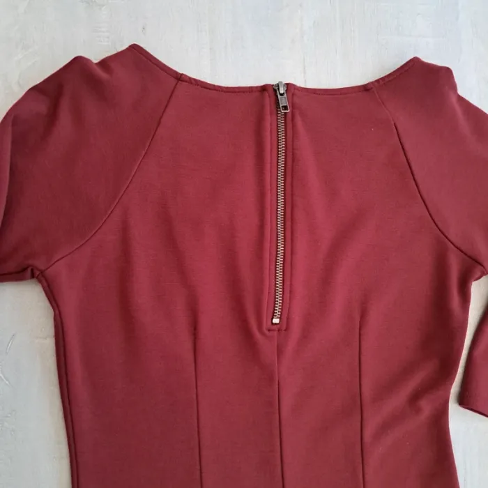 Robe basique - Esprit - Bordeaux - taille S - manches 3/4 - 100% coton - photo numéro 4