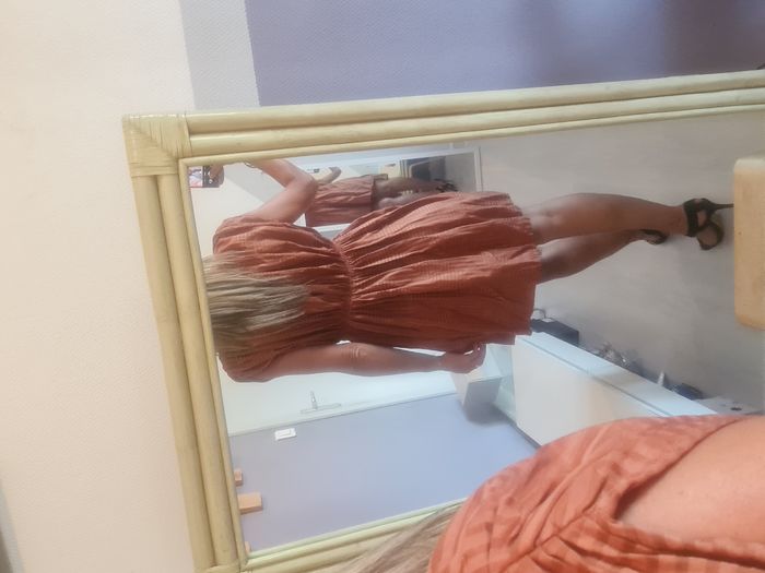Robe classe couleur rouille Mango Taille 34 - photo numéro 3