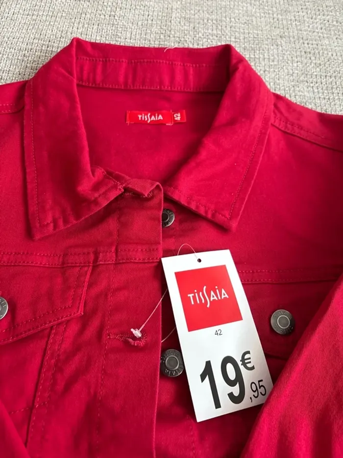 Veste en jeans rouge - photo numéro 2