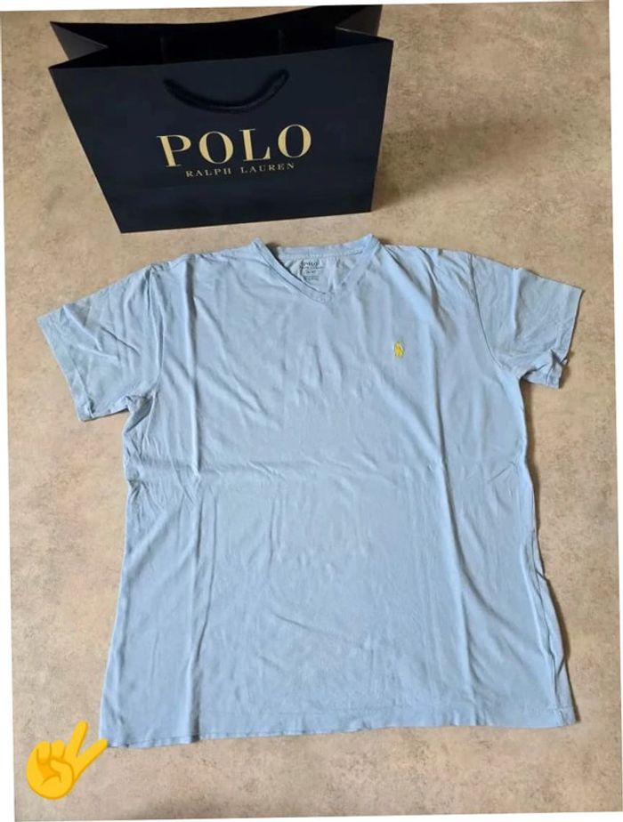 T-shirt Ralph Lauren M coupe col rond bleu Homme Men tee6b - photo numéro 4