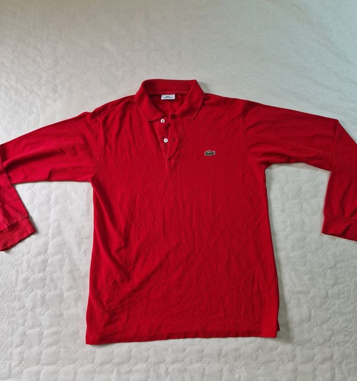 Polo homme manches longues Lacoste vintage, Devanlay rouge