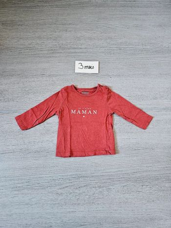 Tee shirt manches longues maman bébé fille ou garcon mixte 3 mois