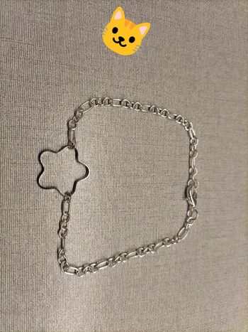 bracelet 20cm Chaine metal fleur couleur argent vif