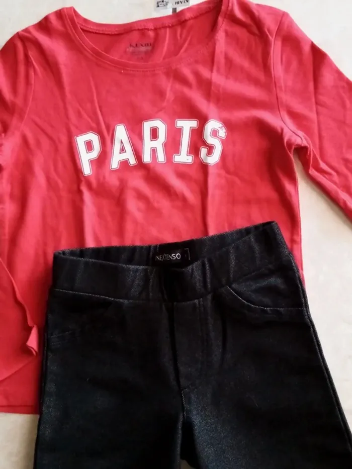 Ensemble 6 ans t-shirt kiabi + jegging noir in extenso - photo numéro 2