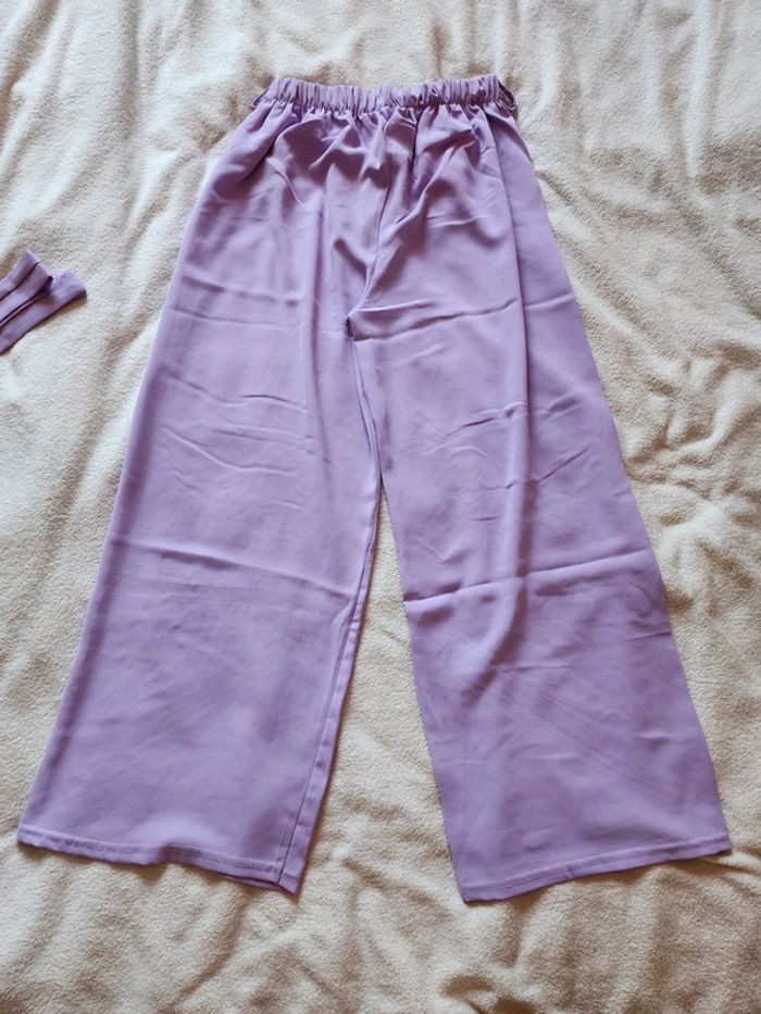 Pantalon à jambes larges / palazzo lilas TU 36/40 - photo numéro 3