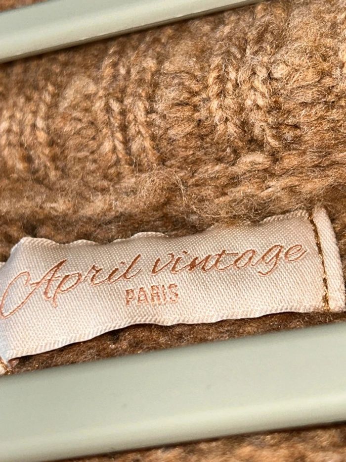 Robe pull/tunique maille marron col v April Vintage - photo numéro 4