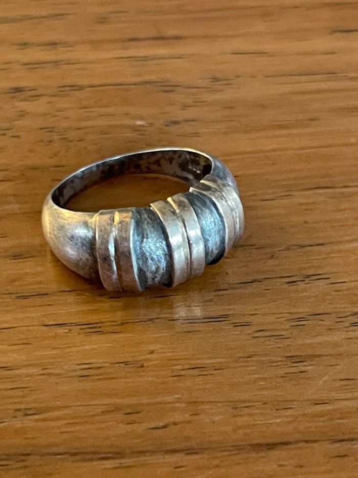 Bague Art Deco vintage or 585 et argent 925 TDD 60