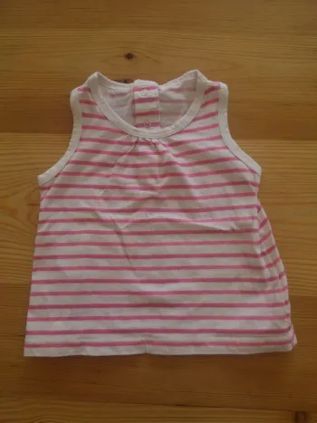 Débardeur blanc rayure fucshia