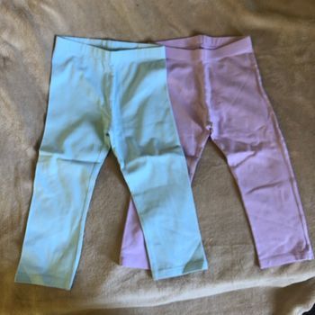 Lot de 2 leggings courts lila et bleu clair