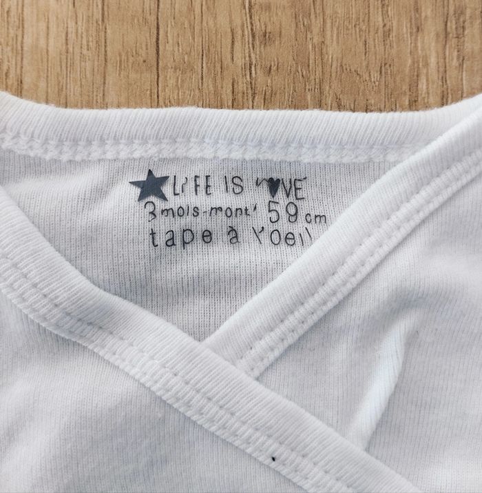 Body manches longues fille blanc taille 3 mois Tape à l'oeil - photo numéro 2