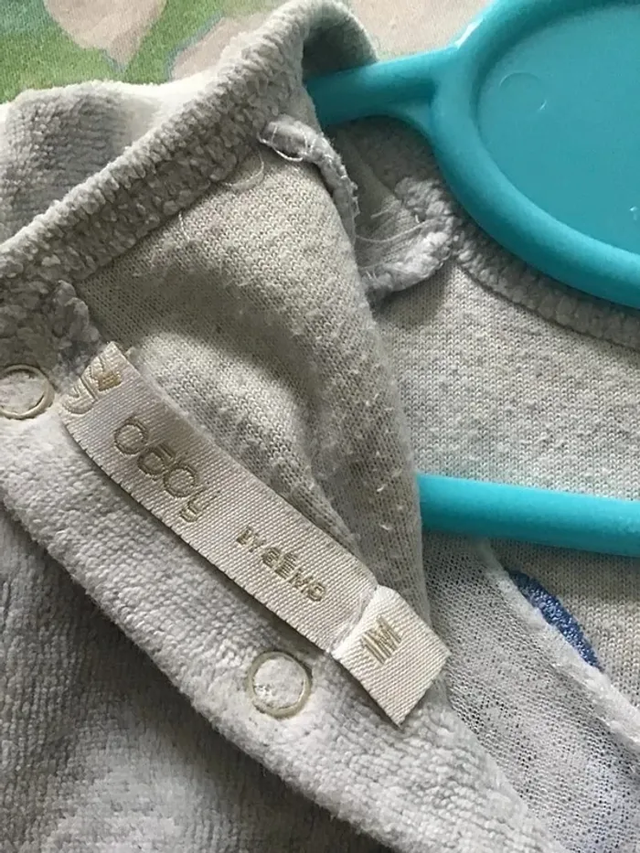 Pyjama une pièce Gémo gris taille 1-3 mois / 56 cm - photo numéro 3