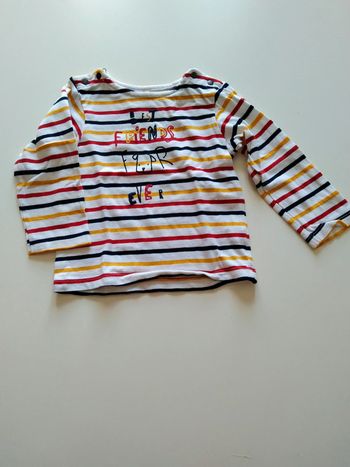 tee shirt manches longues rayé rouge et jaune garcon 12 mois orchestra