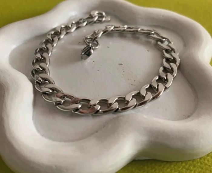 Bracelet cubain mixte en acier titane argenté 19 cm - photo numéro 6