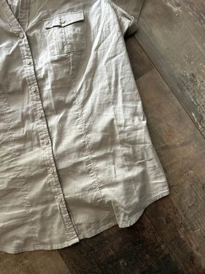 Chemise manches courtes beige coton - photo numéro 5