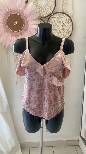 Débardeur rose poudre velour Mango