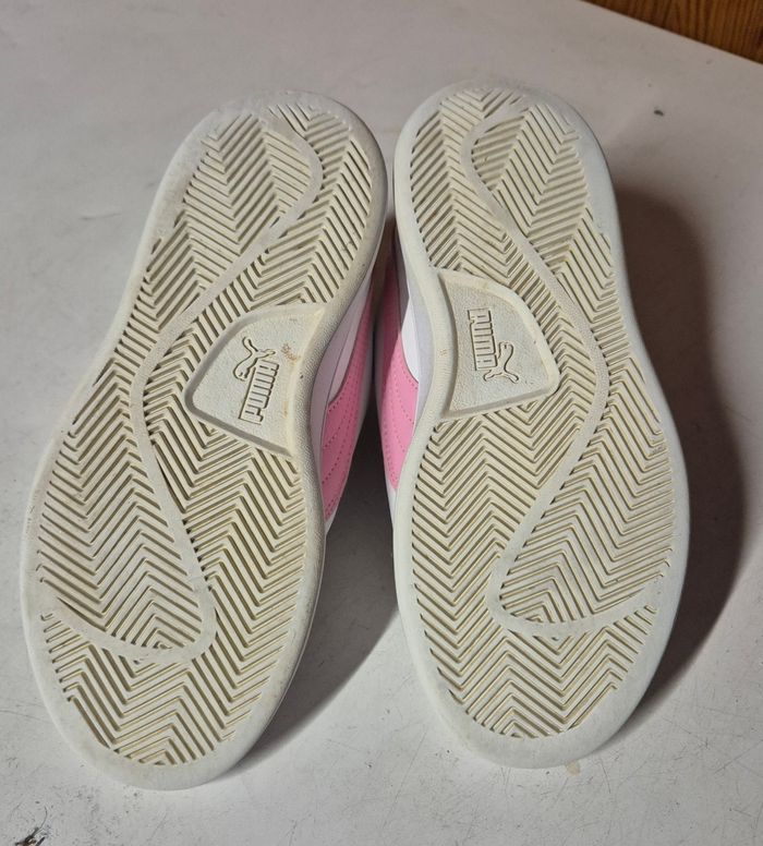 Basket fille à scratch puma cuir blanc et rose taille 34 - photo numéro 5