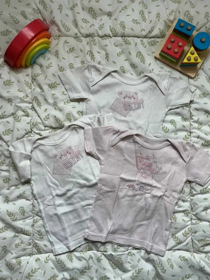 lot de 3 maillots de corps influx 2 ans blanc et rose - photo numéro 2