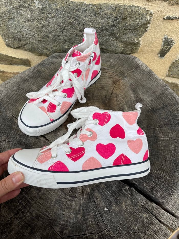 Basket blanche montante imprimée cœur rose - Creeks - photo numéro 4