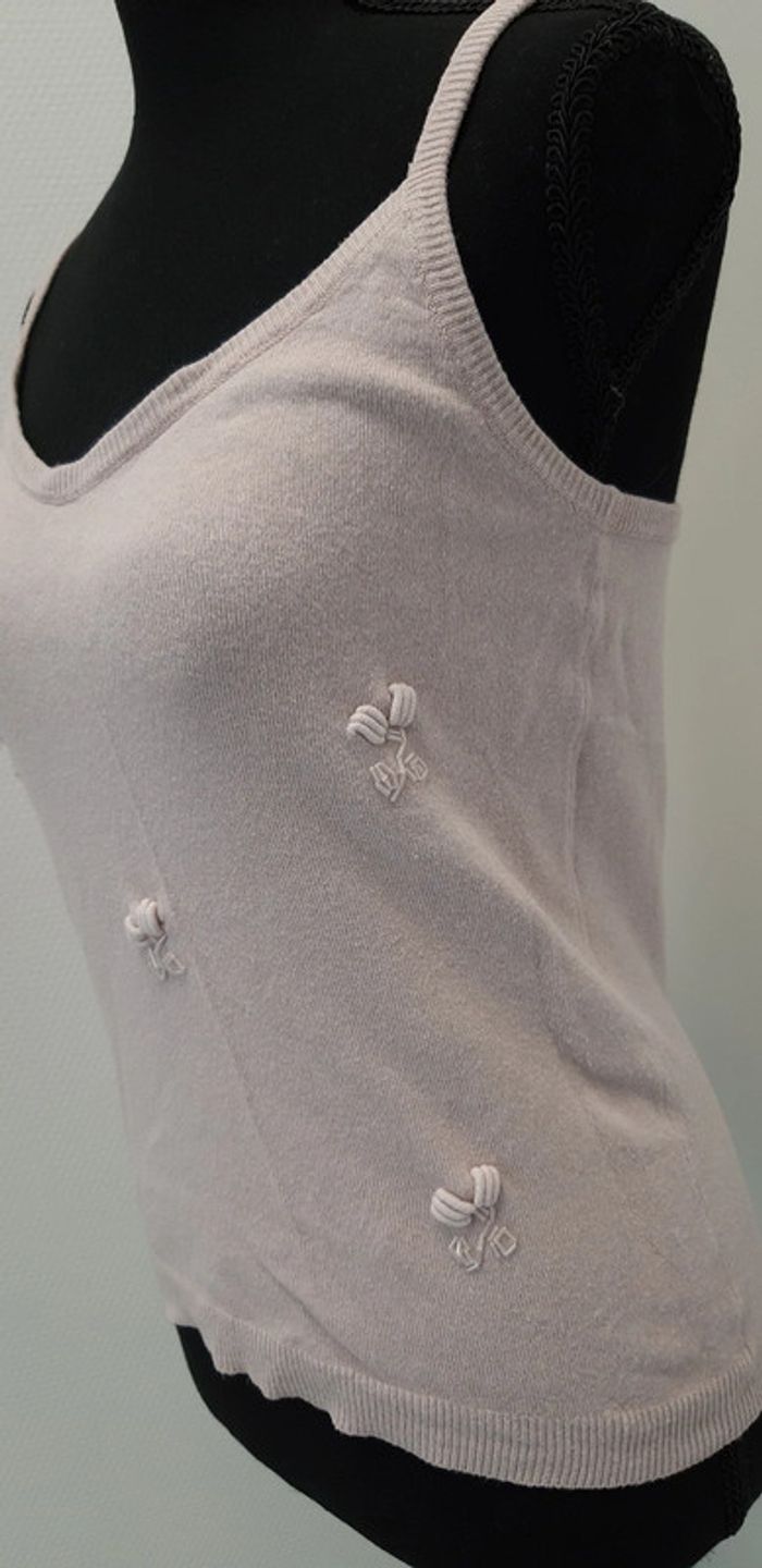 Très joli top rose poudré en ramie et coton avec motifs brodés - photo numéro 4