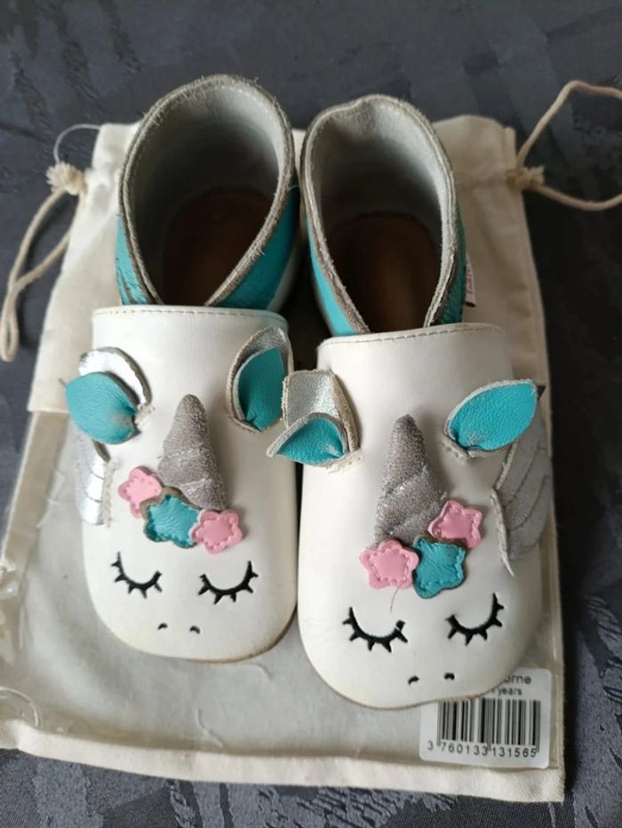 Chaussons cuir licorne 3,4 ans