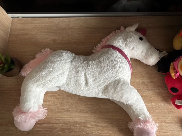 Grande peluche licorne blanche rose - photo numéro 3
