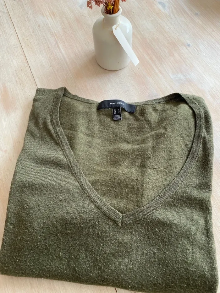 Pull col V vert pailleté Vero Moda - Taille L