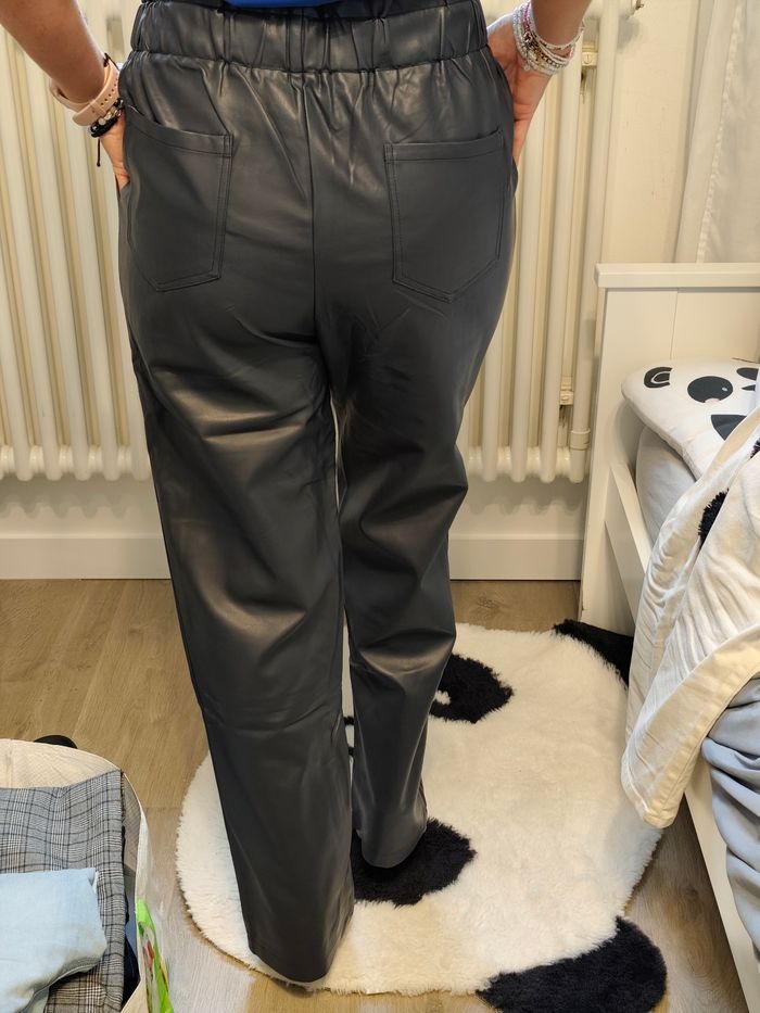 Pantalon simili cuir 40 charlior bleu encre - photo numéro 3
