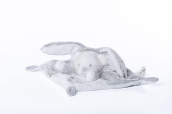 Doudou plat ours déguisé en lapin Happy Baby Orchestra – blanc et gris chiné