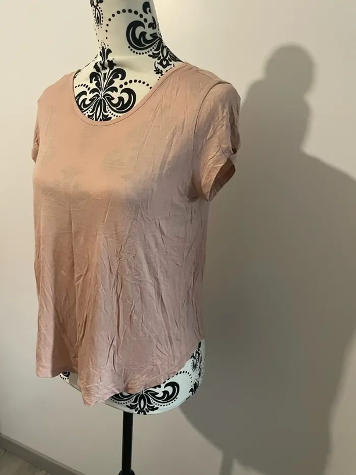 T-shirt manche courte dos échancré col rond rose clair Bodyflirt taille 34 - photo numéro 3