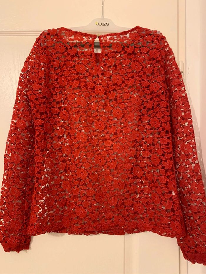 Top Promod ajouré rouge taille M - photo numéro 2