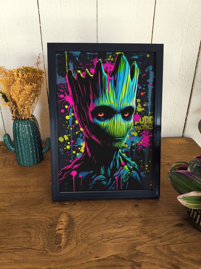Affiche A4 super-héros fluo – déco chambre ado / gaming