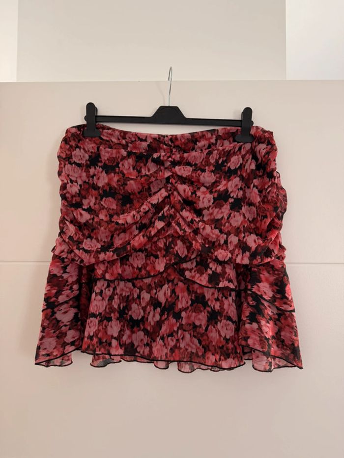 Jupe volant Saia rock Skirt falda Gonna Rok noir rose rouge dress été donna femme woman mujer dress