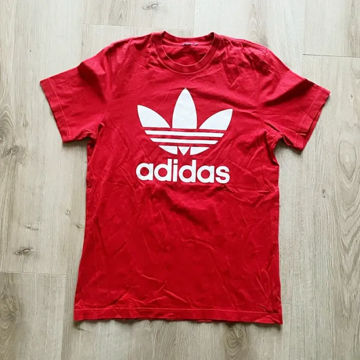 Adidas Classic Red/Rouge T-Shirt Vintage Logo Homme Exclusive Sport Mode Y2K (Taille L) - photo numéro 2