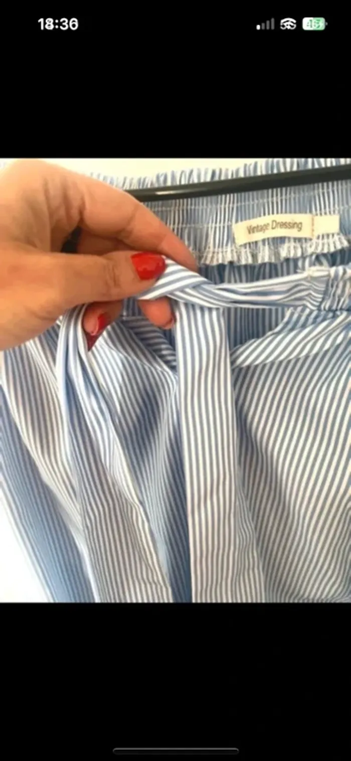 Blouse à rayures bleu ciel - épaules dénudées - taille unique - photo numéro 5