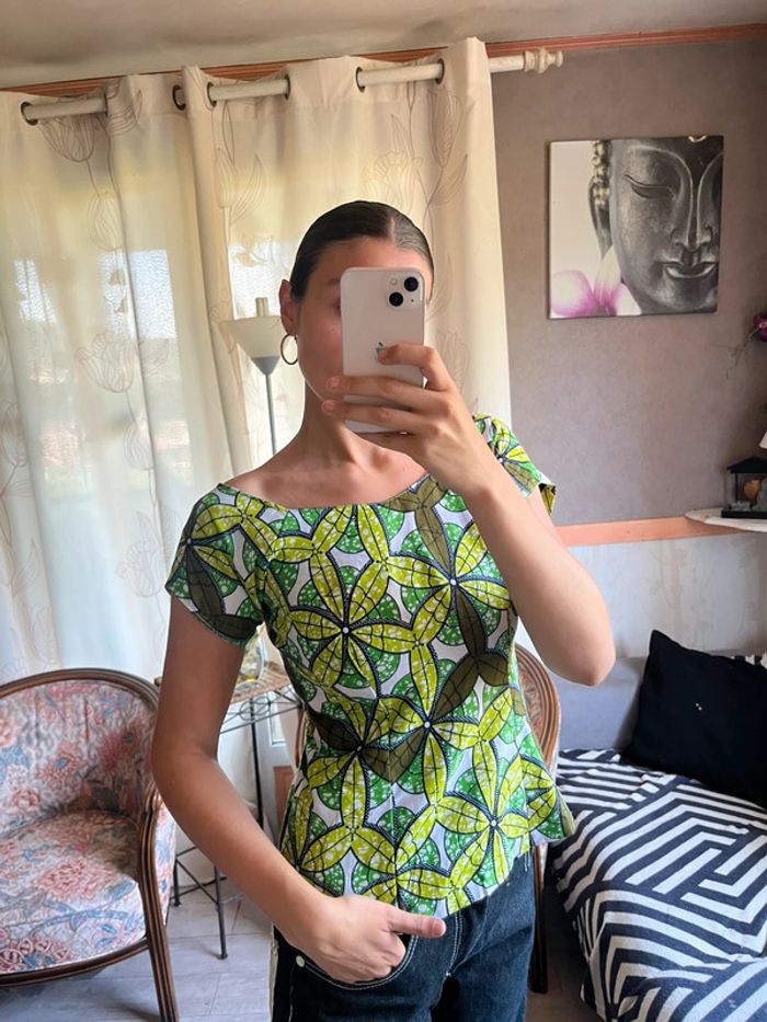 Haut africain coloré vintage y2k 2000yer bohème champêtre country western - photo numéro 4