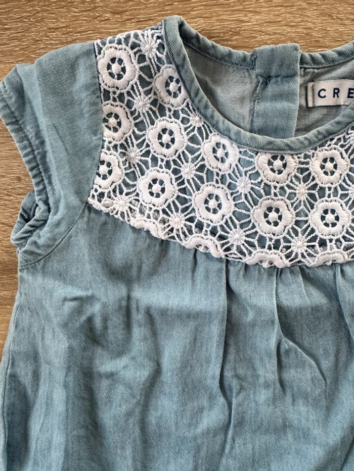 Jolie robe jean et dentelle Creeks 6 mois TBE - photo numéro 3
