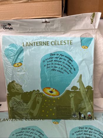 Lot 3 lanternes célestes bleues 1 mètre de hauteur