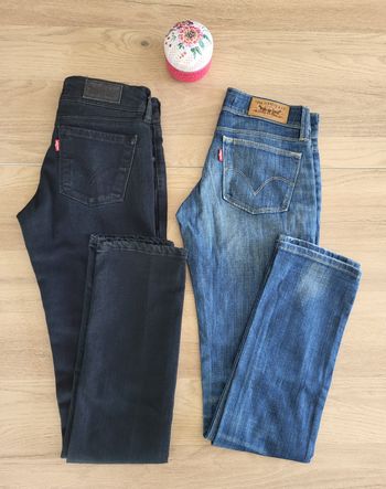 Lot 2 jeans Levi's 571 slim fit noir + bleu Taille 34/36