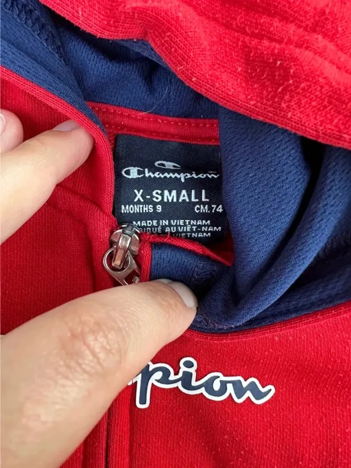 Ensemble jogging + veste Champion 9 mois bleu et rouge - photo numéro 5