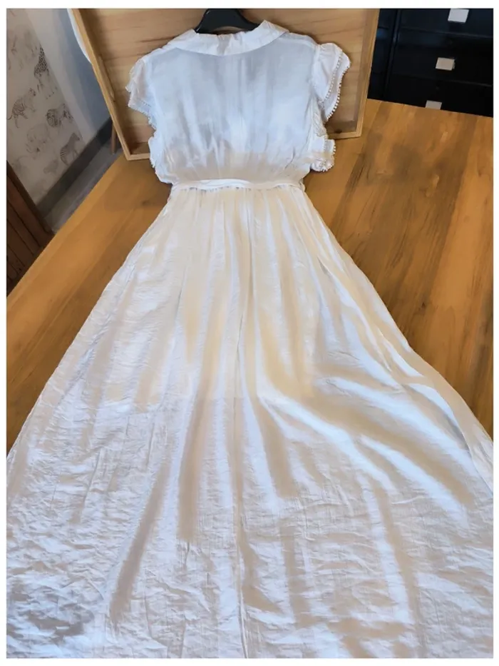 Robe longue d'été brodé blanc palmier m 38 - photo numéro 4