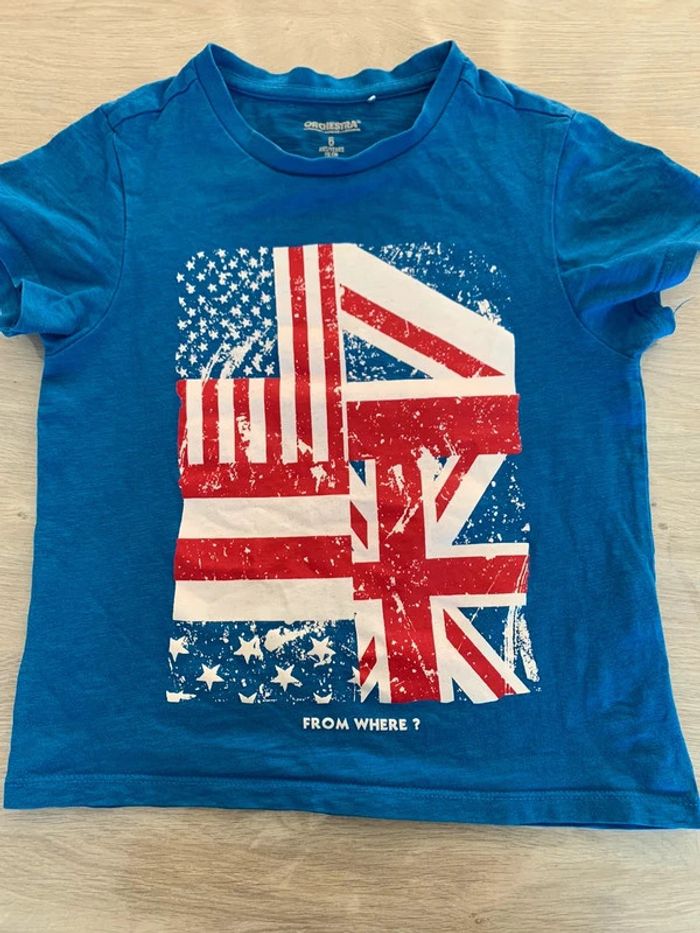 t shirt manches courtes drapeaux