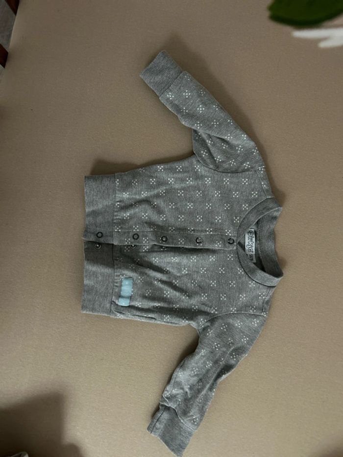 Gilet sweat gris à pois - photo numéro 3