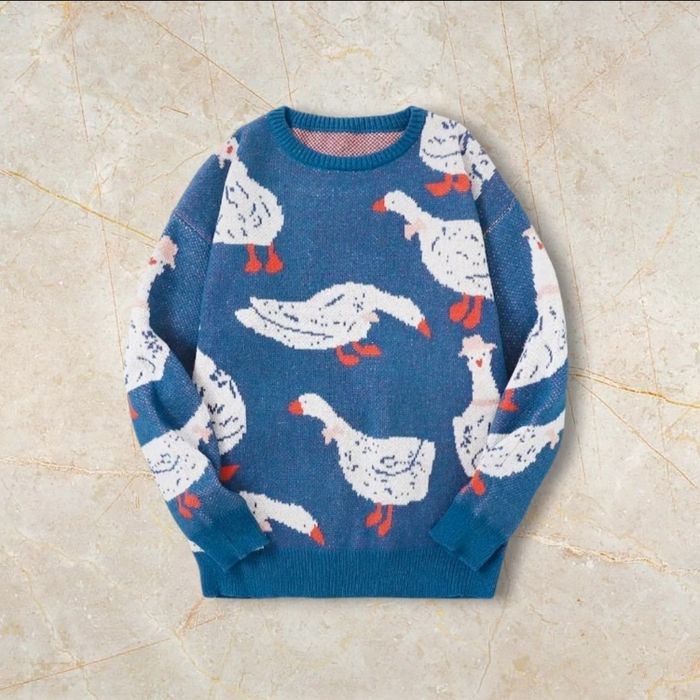 Knit Goose Sweater Y2K Vintage Oversized 90s Taille S  – Crewneck Old School Americain Streetwear