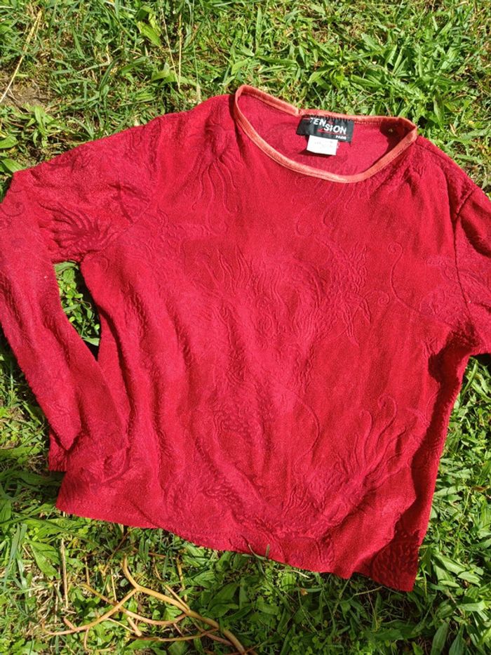 Tee shirt vintage en mèche motif dragon - photo numéro 2