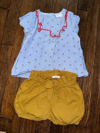 Blouse cadet rousselle et short Bout’chou 6 mois
