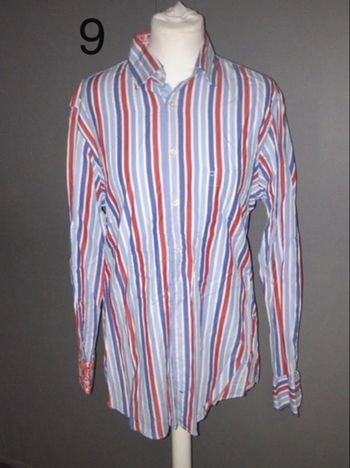 🩳 Chemise homme OLYMP Casual – rayures bleu, blanc et rouge – taille S